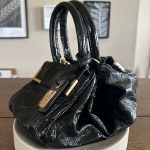 WW WORTH Patent Leather Pouch Bag Black